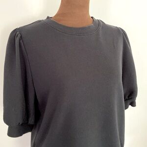 Puff Sleeve Crewneck Sweatshirt - Dark Gray